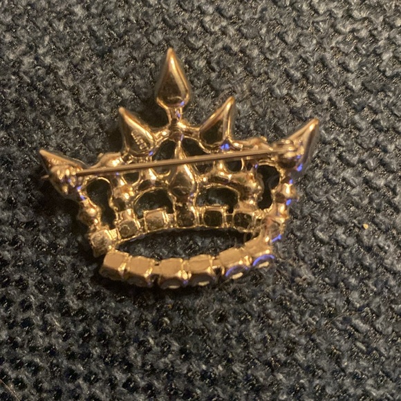 B David Vintage AB Crystal Glass Queen Grandmother or Mother’s Crown Brooch - Picture 4 of 8